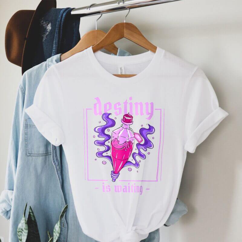 Destiny Awaits Bottle Style Magic Women Cotton T-Shirt