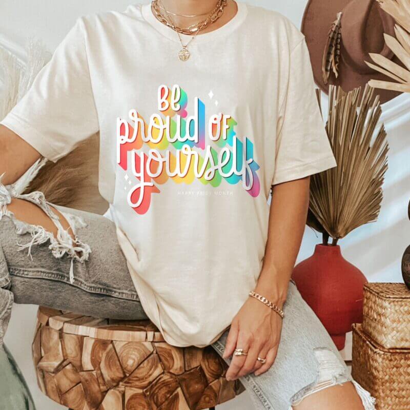 Be Proud of Yourself Strong Women Multicolor Cotton T-Shirt