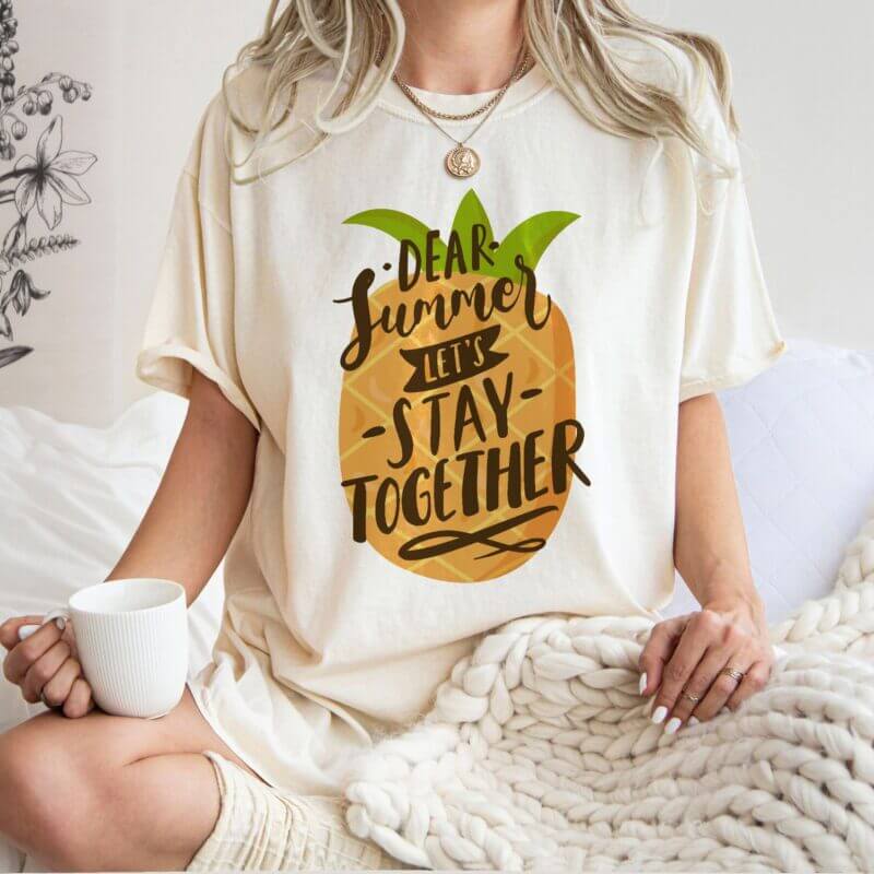 Dear Summer Let's Stay Together T-Shirt Women Cotton Sunday - Myhunde